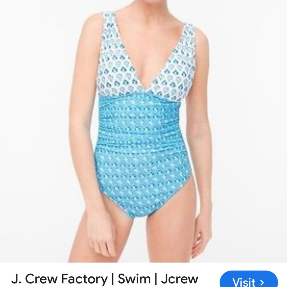 J. Crew Factory Women's Blue Patterned Swimsuit